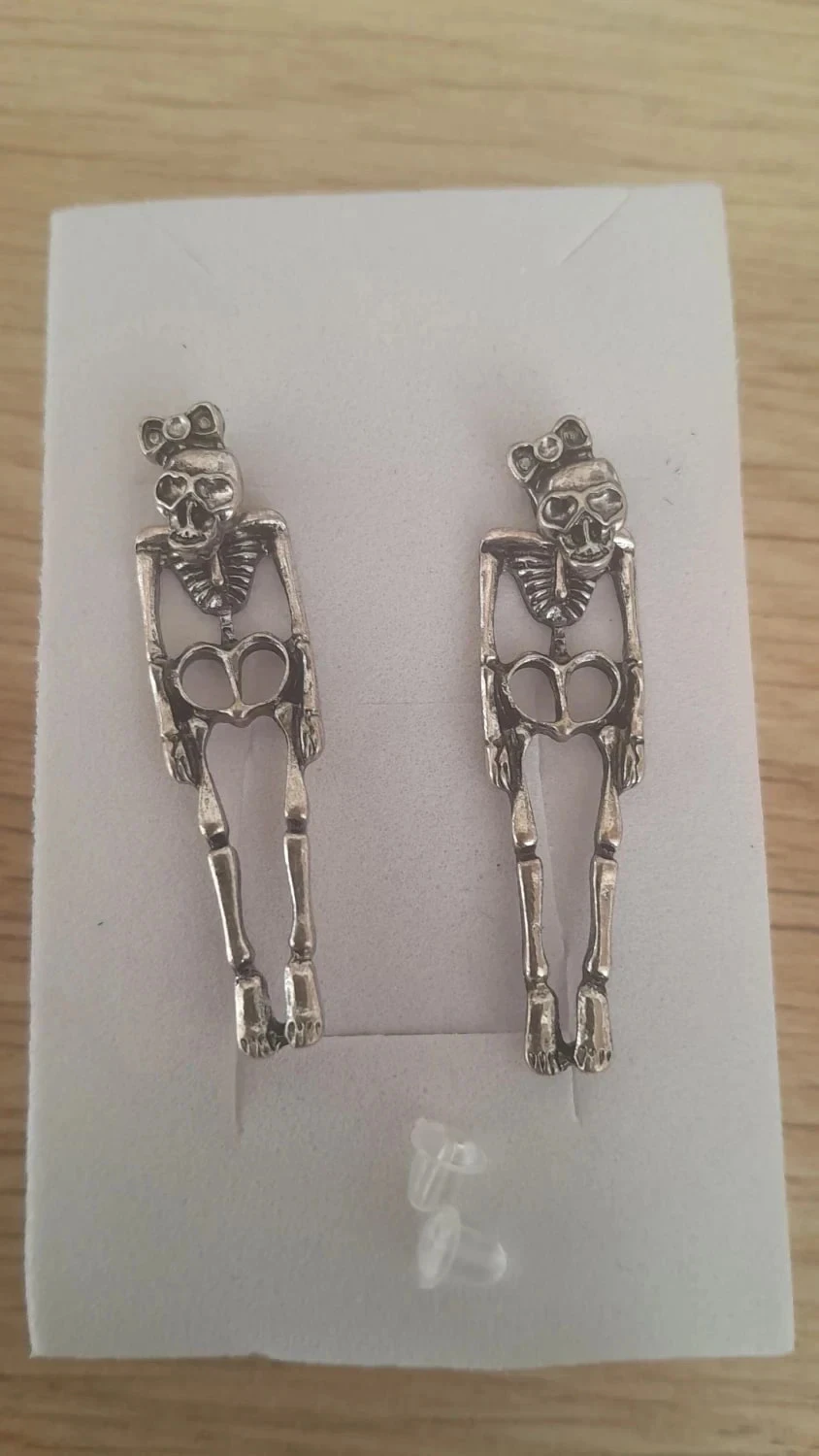Aretes de esqueleto, estilo gótico, plateados – photo 2